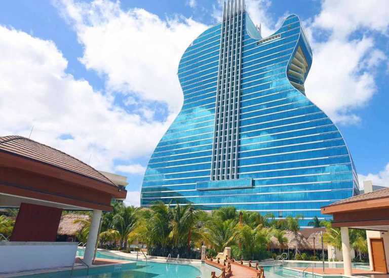 Cabanas in front of The Guitar Hotel